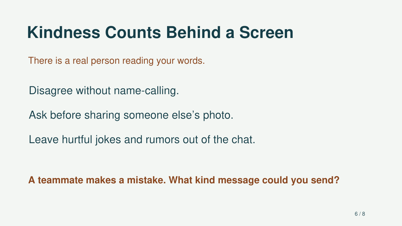 Kindness counts behind a screen